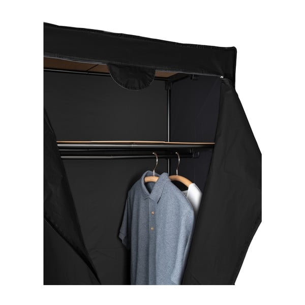 Černá látková šatní skříň 75x160 cm Deep - Wenko-image-3