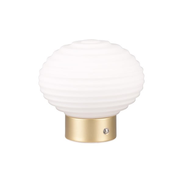 Stmívatelná LED stolní lampa v bílé a zlaté barvě se skleněným stínidlem (výška 14,5 cm) Earl – Trio