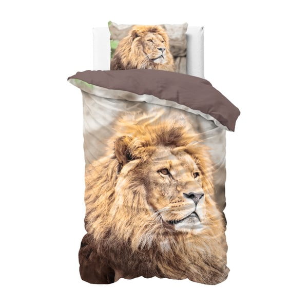 Bavlněné povlečení na jednolůžko Sleeptime Lion, 140 x 220 cm