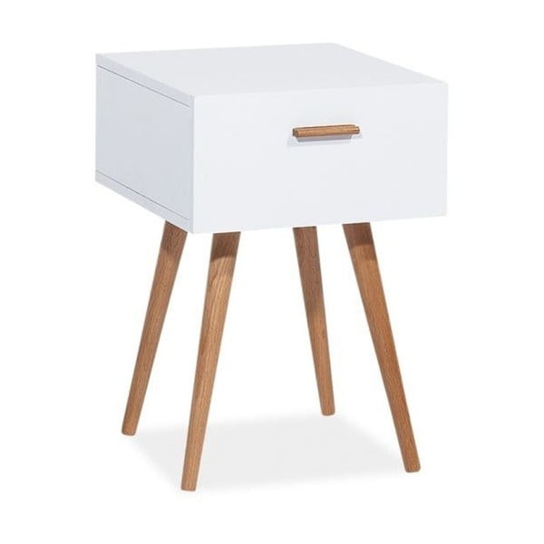 Bílý odkládací stolek s úložným prostorem Signal Milan, 42 x 40 cm