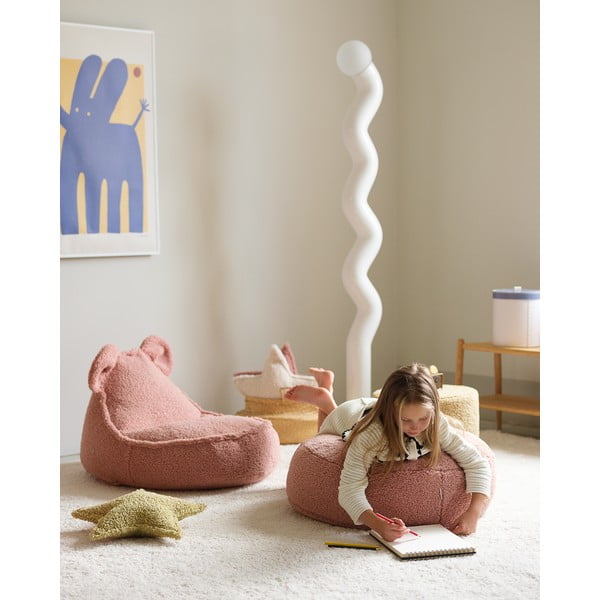 Růžový dětský sedací vak z textilie bouclé Round – Wigiwama-image-2