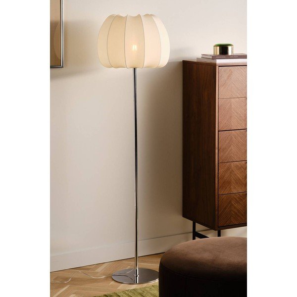 Bílá/v leskle stříbrné barvě látková stojací lampa (výška 150 cm) Pion – Jotex-image-1