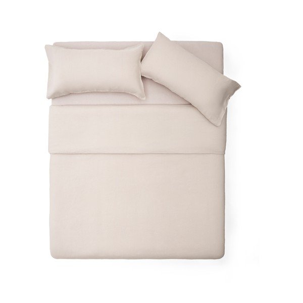 Povlečení šedobéžové na dvoulůžko/prodloužené s příměsí lnu 240x220 cm Simmel – Kave Home