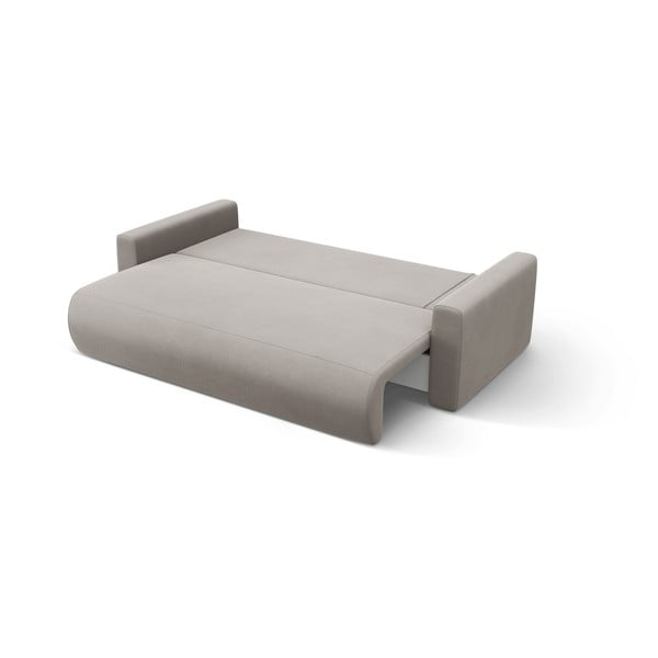 Světle šedá sametová rozkládací rohová pohovka s úložným prostorem  Belfast – Cosmopolitan Design-image-3