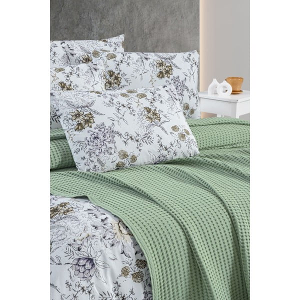 Zelený bavlněný přehoz 220x240 cm Waffle – Mila Home-image-1