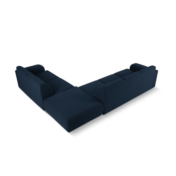 Tmavě modrá rohová pohovka z textilie bouclé (pravý roh) Molino – Micadoni Home-image-3