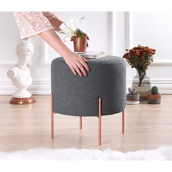 Tmavě šedý taburet Copper – Artie-image-2