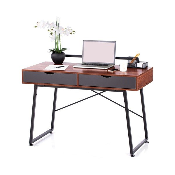 Pracovní stůl s deskou v dekoru ořechového dřeva 57.5x120 cm Tolm – Homede-image-3
