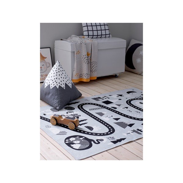 Šedo-černý dětský koberec z bavlny Södahl Forest, 95 x 130 cm-image-1
