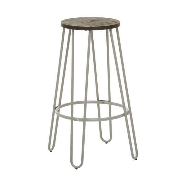 Šedá/v tmavě přírodní barvě barová stolička z jilmového dřeva (výška sedáku 75 cm) District – Premier Housewares