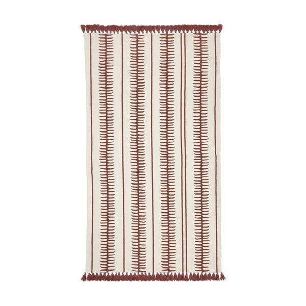 Béžovo-červený ručně tkaný bavlněný koberec Westwing Collection Rita, 70 x 140 cm