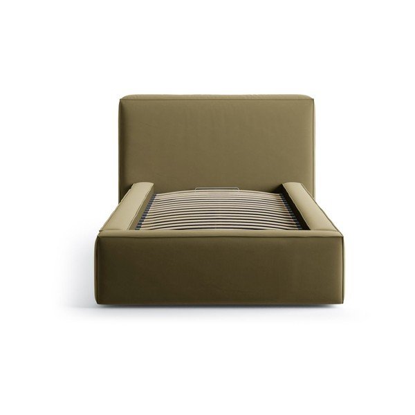 Zelená čalouněná jednolůžková postel s úložným prostorem s roštem 90x200 cm Jodie – Micadoni -image-3