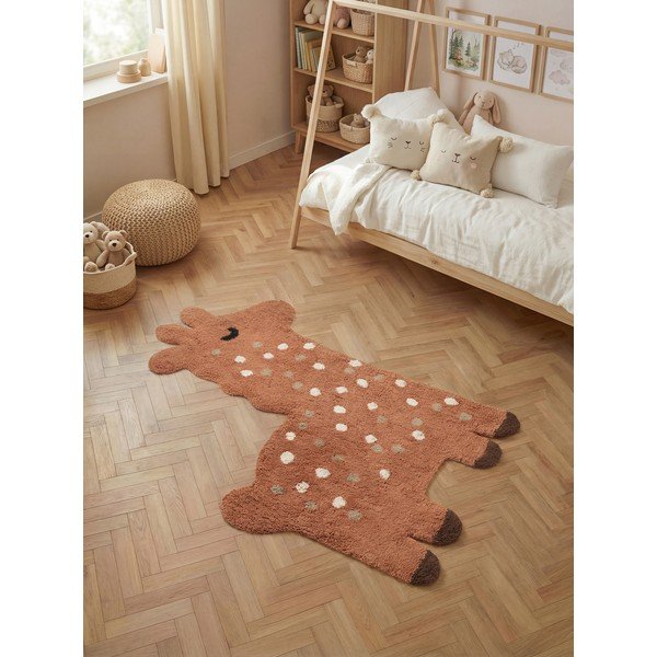 Hnědý pratelný/ručně tkaný bavlněný dětský koberec 89x120 cm Snuggle Gino – Hanse Home-image-1