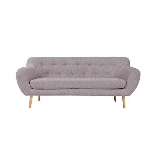 Růžová trojmístná pohovka se světlými nohami Mazzini Sofas Sicile
