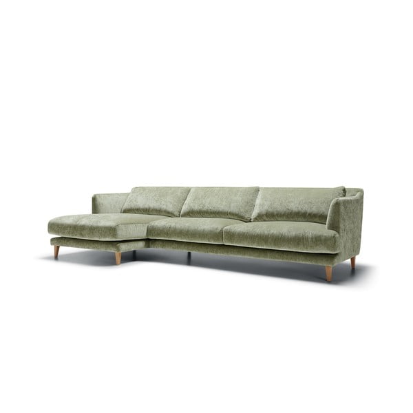 Světle zelená sametová rohová pohovka (levý roh) Vera – Sits
