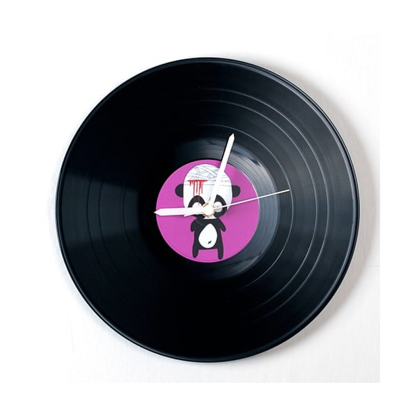 Vinylové hodiny Panda po úrazu
