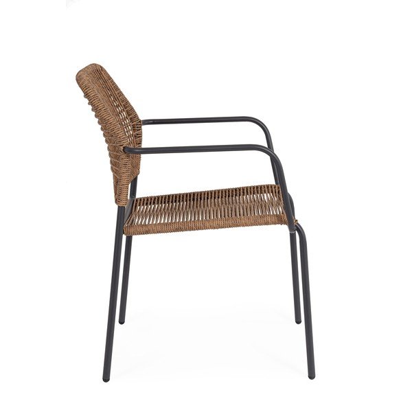 Tmavě šedá/v přírodní barvě kovová zahradní židle Jable – Bizzotto-image-3