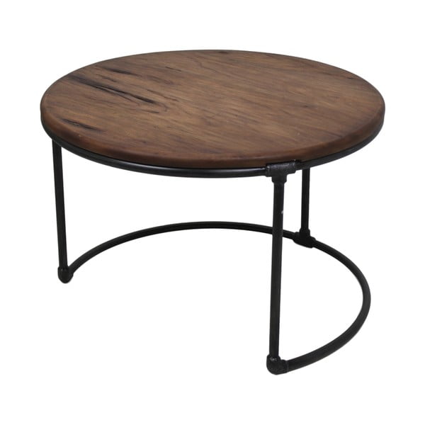 Odkládací stolek ze teakového dřeva a kovu HSM collection Round, 70 x 70 cm