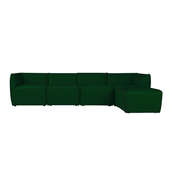 Zelená modulová čtyřmístná pohovka s lenoškou Norrsken Ebbe