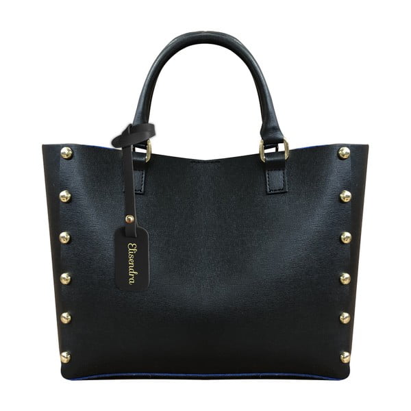 Černá kožená kabelka s modrým vnitřkem Maison Bag Kira