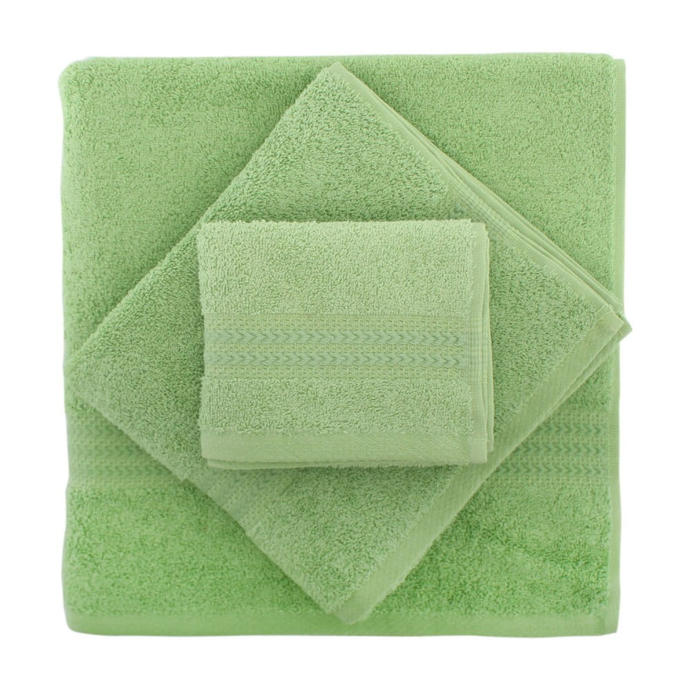 Set 2 zelených bavlněných ručníků a osušky ze 100% bavlny Rainbow