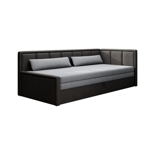 Tmavě šedá žinylková rozkládací/s úložným prostorem pohovka 214 cm Fulgeo – ELTAP