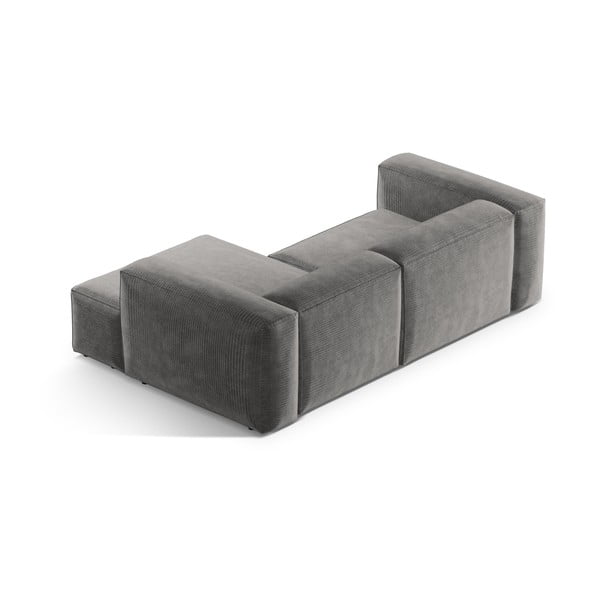 Světle šedá manšestrová rohová pohovka (pravý roh/s lenoškou) Bergamo – Cosmopolitan Design-image-4