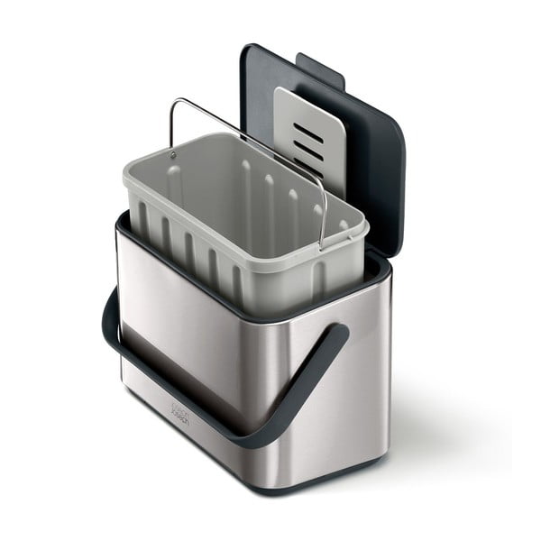 Nádoba na kompostovatelný odpad ve stříbrné barvě 4 l Collect – Joseph Joseph-image-1