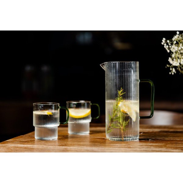Zelené skleněné hrnky v sadě 2 ks na cappuccino 350 ml Livio – Vialli Design-image-2