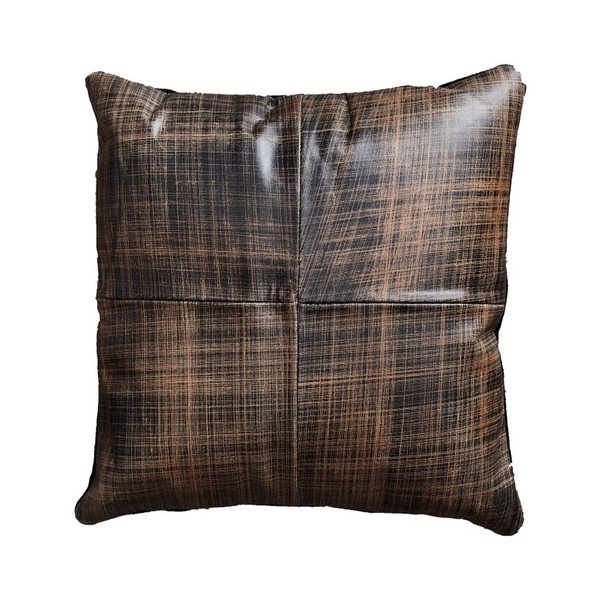 Hnědý kožený polštář Fuhrhome Cairo, 45 x 45 cm