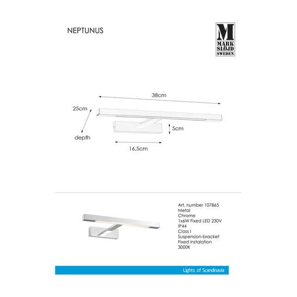 LED nástěnné svítidlo ve stříbrné barvě (délka 38 cm) Neptunus – Markslöjd-image-2