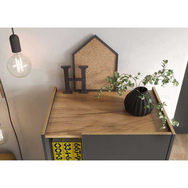 Tmavě šedá knihovna v dekoru dubu 62x115 cm Austin - Germania-image-3