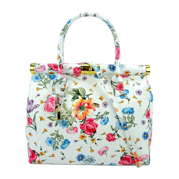 Bílá kožená kabelka s květinovým vzorem  Pitti Bags Latina