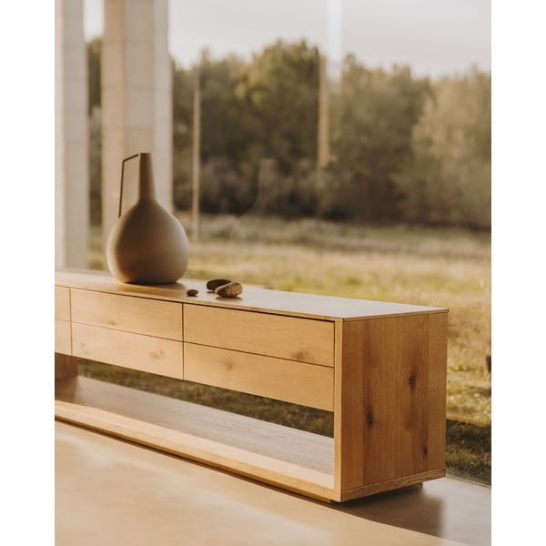 TV stolek v dekoru dubu v přírodní barvě 200x51 cm Alguema – Kave Home-image-1