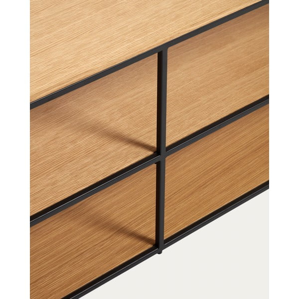 Černý/v přírodní barvě TV stolek v dekoru dubu 160x50 cm Yoana - Kave Home-image-1