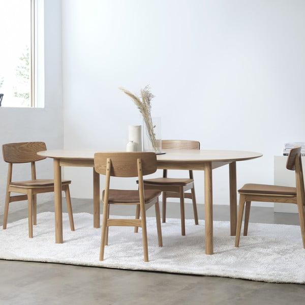 Jídelní židle z imitace kůže v koňakově hnědo-přírodní barvě Livo – Unique Furniture-image-1