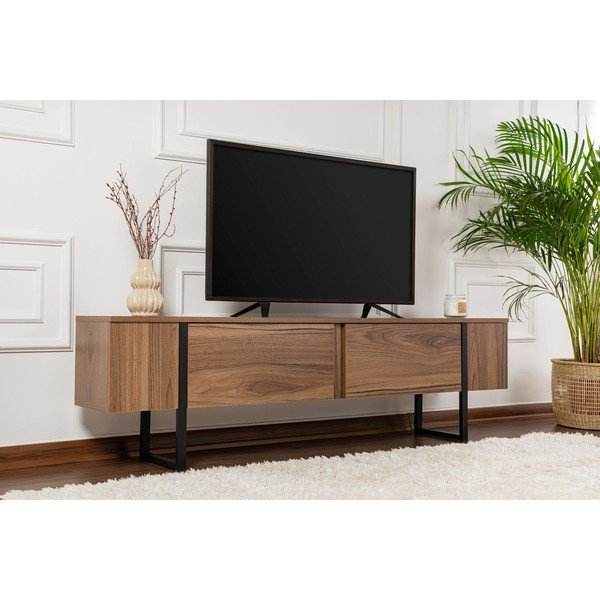 TV stolek v dekoru ořechu v tmavě přírodní barvě 180x50x29,5 cm Serenity – Kalune Design-image-3