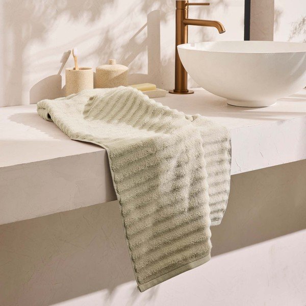 Béžový froté bavlněný ručník 50x90 cm Maya – douceur d'intérieur-image-1