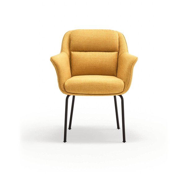 Čalouněné jídelní křeslo s područkami v hořčicové barvě Sadira – Teulat-image-2