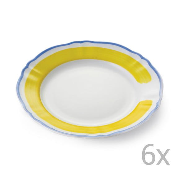 Sada 6 talířů Giotto Yellow/Blue