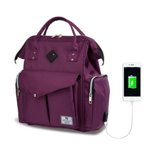 Fialový batoh pro maminky s USB portem My Valice HAPPY MOM Baby Care Backpack