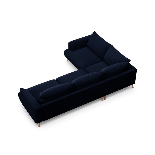 Tmavě modrá sametová rohová pohovka (levý roh/do L) Naomi – Micadoni -image-3