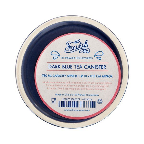 Tmavě modrá dóza na čaj s bambusovým víkem Premier Housewares Fenwick-image-3