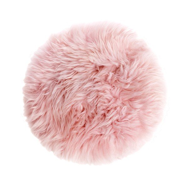 Stolička s růžovým sedákem z ovčí kožešiny Royal Dream, ⌀ 36 cm-image-2
