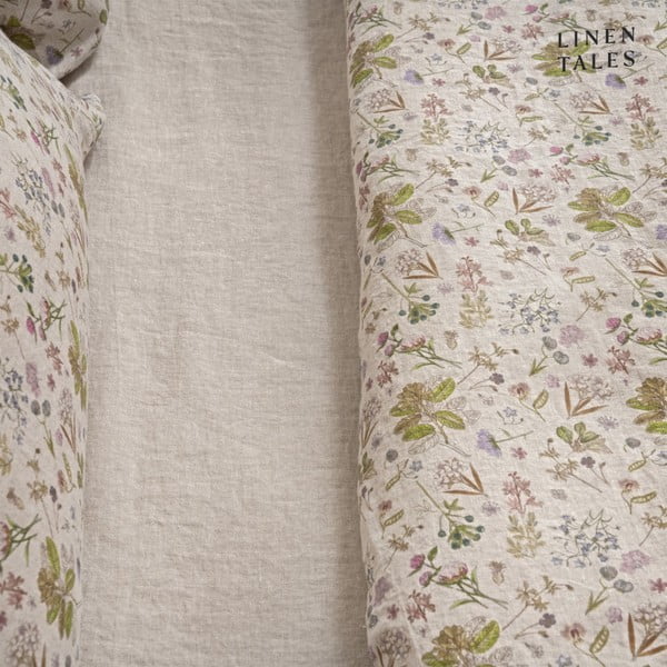 Napínací lněné prostěradlo v přírodní barvě 160x200 cm Natural – Linen Tales-image-1