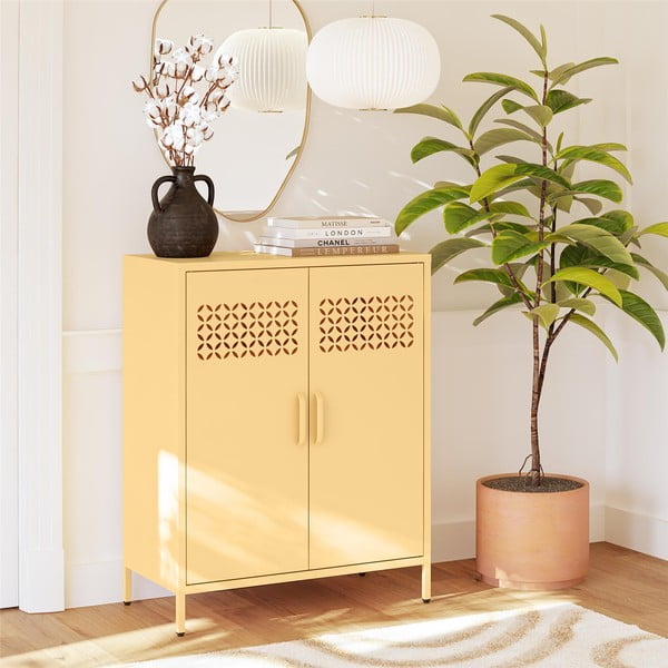 Žlutá kovová skříňka 80x102x40 cm Annie – Støraa-image-1