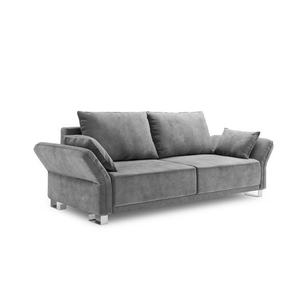 Šedý třímístná rozkládací pohovka se sametovým potahem Windsor & Co Sofas Pyxis-image-2