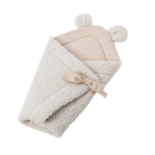 Krémová dětská zavinovačka s beránkem 35x65 cm – Meowbaby-image-2