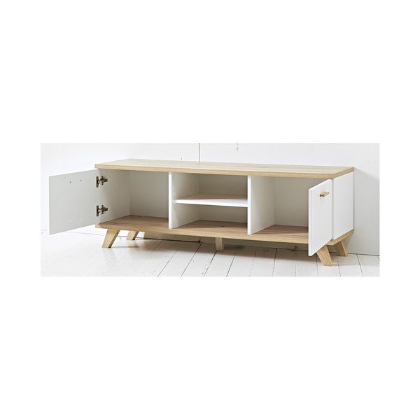 Bílý TV stolek v dekoru dubu 144x50 cm Oslo - Germania-image-1