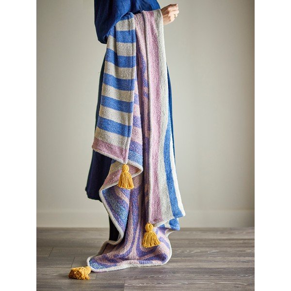 Modrá deka s příměsí bavlny 130x160 cm Arlie – Bloomingville-image-2